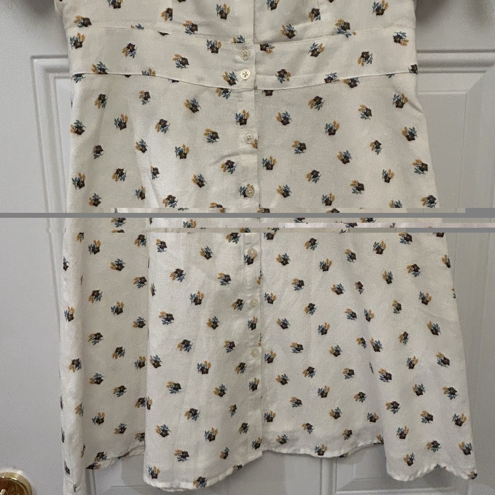 GAP White Dress floral puff sleeve lined button Fit Flare Beach Summer Work 10 - Picture 6 of 12